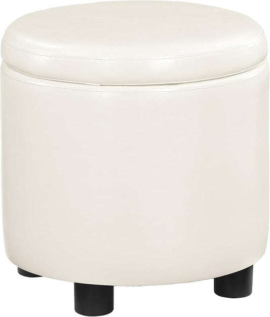 Designs4Comfort Round Accent Storage Ottoman with Reversible Tray Lid