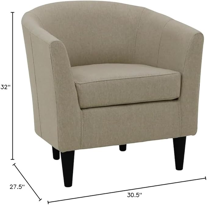 Pemberly Row 17.5" Polyester Fabric Club Chair in Taupe Brown