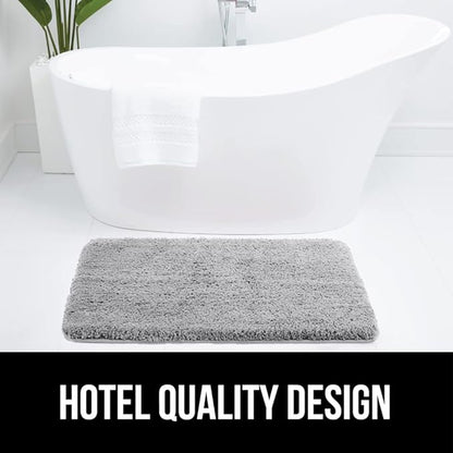 GORILLA GRIP Bathroom Rugs, 30x20, Ultra Soft Absorbent Mat, Thick Plush Bath Rug, Machine Washable, Microfiber Quick Dry, Mats for Shower, Bathtub and Floor, Home Decor Accessories, Light Gray