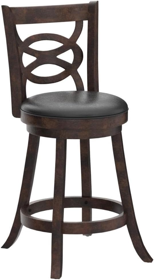 ERGOMASTER Swivel Bar-Stools Set of 2 Brown Counter Height Barstool 24 Inch Seat Bar Chair