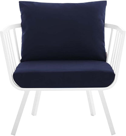 Modway Riverside Outdoor Furniture, 5-Piece Set, White Navy