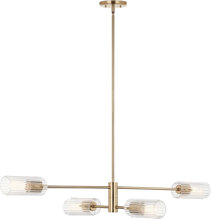 KICHLER Velestino 47.50" 4 Light Linear Chandelier in Champagne Bronze, for Dining Room, Living Room, (7" x 47.50") 5268CPZ