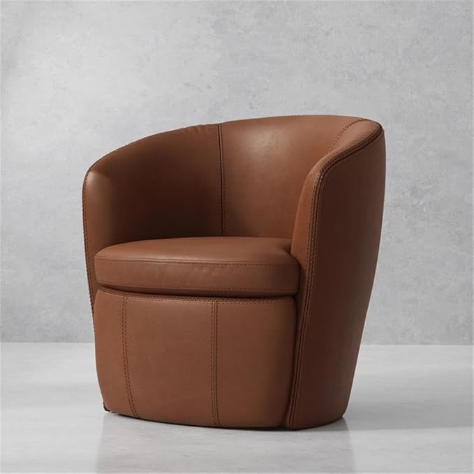 Pemberly Row Vintage Whiskey Italian Leather Swivel Club Chair Two Pack