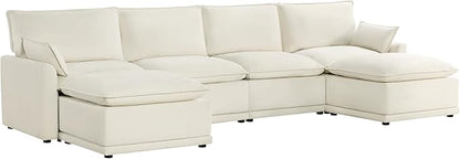 CHITA 147" Oversized Cloud Couch, Modern Modular Sectional Sofa Set for Living Room, 6 Seater U Shaped Sectional Couch, Cream