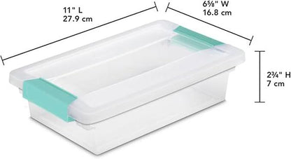 Sterilite Medium Clip Latch Lid Storage Container Tote, 12 Pack, and Small Clip Latch Lid Storage Container Tote, 12 Pack for Home Organization