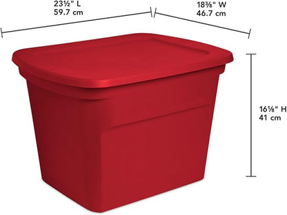 Sterilite Heavy Duty 18 Gallon Stacking Seasonal Storage Tote, Red (24 Pack)