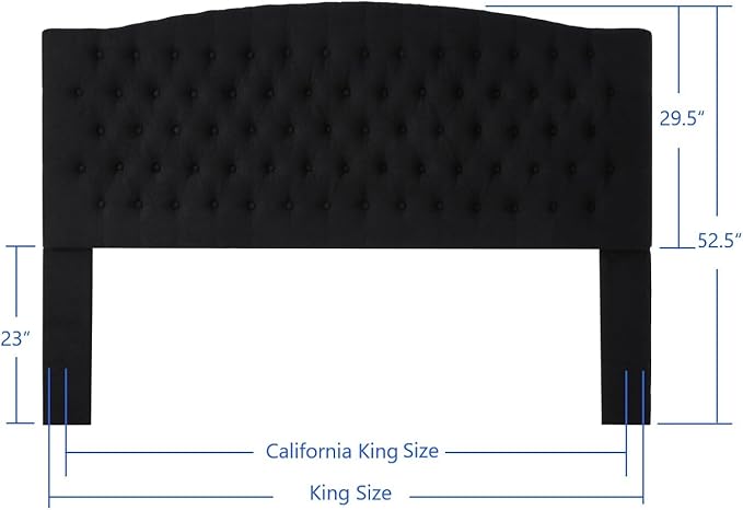 24KF Boucle Upholstered Tufted Button King Headboard and Comfortable Fashional Padded King/California King Size headboard,6025-K-Boucle-Black