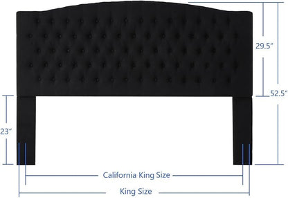 24KF Boucle Upholstered Tufted Button King Headboard and Comfortable Fashional Padded King/California King Size headboard,6025-K-Boucle-Black