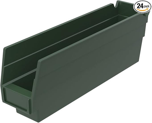 Akro-Mils 30110 12-Inch by 2.75-Inch by 4-Inch Plastic Nesting Shelf Bin Box, Hunter Green, Case of 24