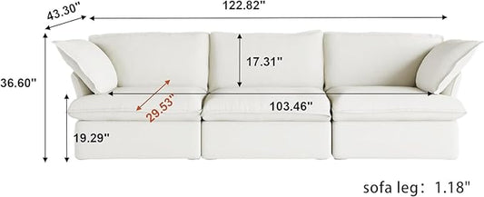 JACH Modern Modular Cloud Sectional Couch, 3 Seat Comfy Convertible Sectional Sofas Couches, Cushion Covers Removable, Two Corners and One Middle Sofa for Living Room (White)