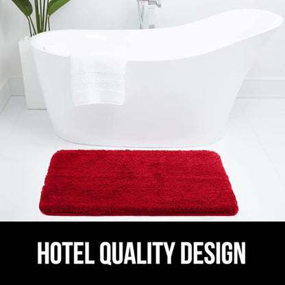 GORILLA GRIP Bathroom Rugs, 42x24, Ultra Soft Absorbent Mat, Thick Plush Bath Rug, Machine Washable, Microfiber Quick Dry, Mats for Shower, Bathtub and Floor, Home Decor Accessories, Red