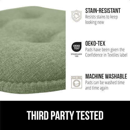 GORILLA GRIP Slip Resistant Tufted Chair Cushions, No Ties Required, Set of 6 Memory Foam Pads for Dining Room, Kitchen Table, Office, Rocking Chairs, Plush Seat Cushion Pad, Home Decor, 16x17, Sage