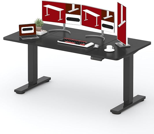SANODESK Standing Desk Height Adjustable Electric Stand up Desk 71x32 Inches Sit Stand Home Office Desk with Splice Board, Black Frame/Black Top