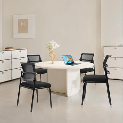 CLATINA Stacking Armless Office Waiting Room Chair with Adjustable Backrest, Mesh Stackable Guest Reception Desk Chairs with Ergonomic Lumbar Support for Home Conference Lobby Side School, Black, 4PK