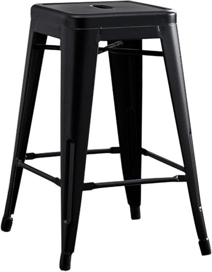 AC Pacific 24” Metal Backless Barstool Set of 2 – Country Rustic Style, Lightweight & Sturdy Build, Easy Assembly – Matte Black Finish