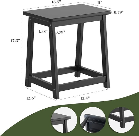 Black Wood end Table, Small Bench Seat, Wood Bathroom Vanity Bench, Plant Stand, Shoe Changing Handmade Stool for Kids or Adults (Black, Large)
