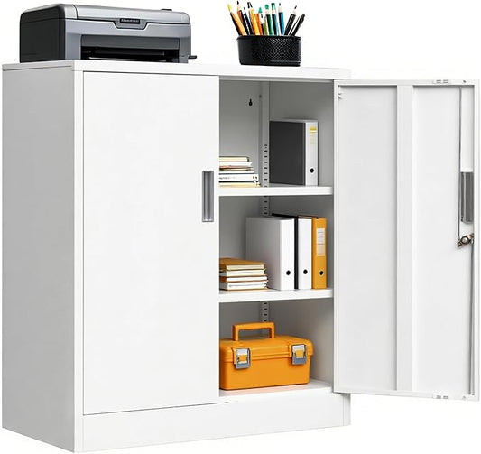Metal Storage Cabinet, 36 Inch Tall Metal Storage Cabinet with Doors and Shelves, Pantry Cabinets for Kitchen Storage, Garage Cabinet for Living, Dining Room, Assemble Required.