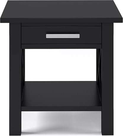 SIMPLIHOME Kitchener SOLID WOOD 21 inch Wide Square Contemporary End Table in Black for the Living Room and Bedroom