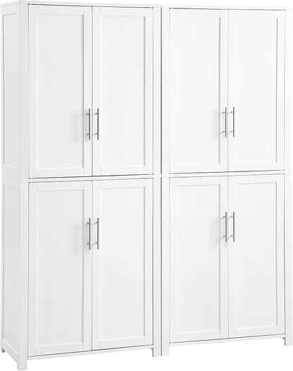 Crosley Furniture Savannah 2-Piece Pantry Storage Cabinet Set with Shelves, Kitchen, Dining, or Laundry Room, White