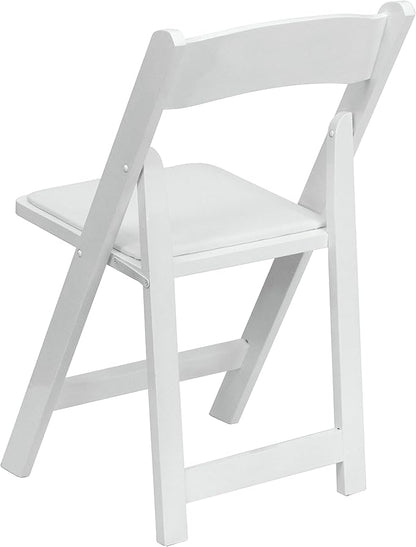 Flash Furniture 2 Pack HERCULES Series White Wood Folding Chair with Vinyl Padded Seat