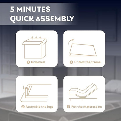 Queen Adjustable Bed Base Frame with Wireless Remote + 12 Inch Queen Gel Memory Foam Mattress Bed in a Box, Head and Foot Incline, Zero Gravity, Fiberglass Free, 80" × 60"