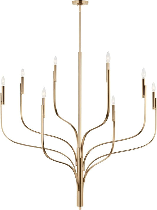 KICHLER Livadia 8-Light Chandelier, Soft Modern-Light in Champagne Bronze, for Foyer, Great Room, or Vaulted Dining or Bedroom (47.75" x 47.75"), 52675CPZ