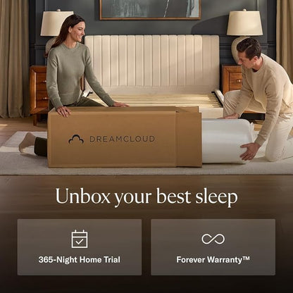 DreamCloud Classic 12" Twin Mattress - Luxury Hybrid Gel Memory Foam - 365 Night Trial - Fiberglass Free - Forever Warranty - Mattress in a Box - CertiPUR-US Certified