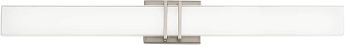 Possini Euro Design Exeter Modern Wall Mount Light LED Brushed Nickel Silver Metal 36" Wide Vanity Bar Fixture Rectangular Silk Screened Glass Shade Decor for Bathroom Over Mirror House Home