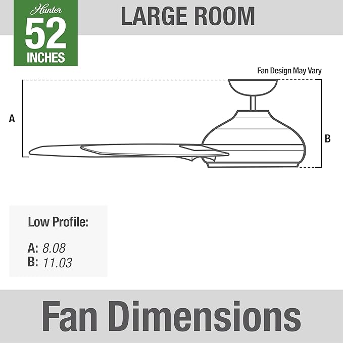 Hunter Fan 52 in Low Profile Brushed Nickel Ceiling Fan with Remote Control (Renewed)