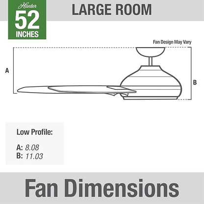 Hunter Fan 52 in Low Profile Brushed Nickel Ceiling Fan with Remote Control (Renewed)