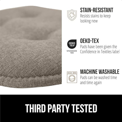 GORILLA GRIP Slip Resistant Tufted Chair Cushions, No Ties Required, Memory Foam Pads for Dining Room Kitchen Table, Office, Rocking Chairs, Plush Seat Cushion Pad, Home Decor, Set of 4, 16x17, Beige