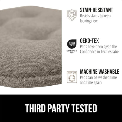 GORILLA GRIP Slip Resistant Tufted Chair Cushions, No Ties Required, Set of 6 Memory Foam Pads for Dining Room, Kitchen Table, Office, Rocking Chairs, Plush Seat Cushion Pad, Home Decor, 16x17, Beige