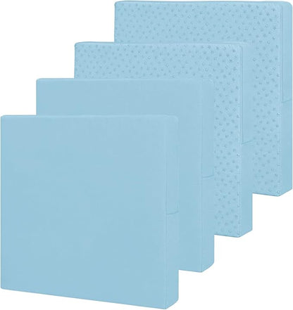 Easy-Going Waterproof Patio Cushion Covers ONLY Cover 22x22x4 inch 4 Pack Replacement Non-Slip Outdoor Seat Cushion Slipcover with Zipper. Light Blue
