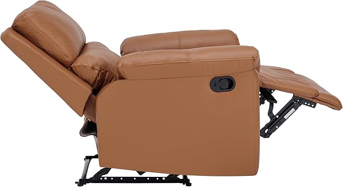 MINCETA Recliner Chairs,Modern 5" Wall Hugger Nursery Recliner with Overstuffed Arm and Back for Living Room,Set of 2,PU Leather in Brown