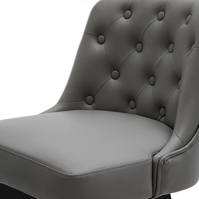 MINCETA Bar Stools Set of 4, PU Leather Barstools, 26 Inch Upholstered Counter Stools with Low Tufted Back and Footrest, Swivel Counter Height Barstools for Kitchen Island Home Bar Dark Gray