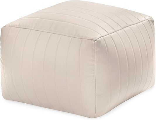 Anji Mountain 100% Handmade & Handcrafted Comfortable Home Décor Pouf Ottoman Footrest for Living Room, Bedroom, Nursery, Kidsroom, Patio Furniture - (22" x 22" x 16" - Cream)