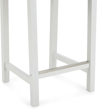 Amazon Basics Wooden Bar Stool with Backrest 24", White, Set of 2