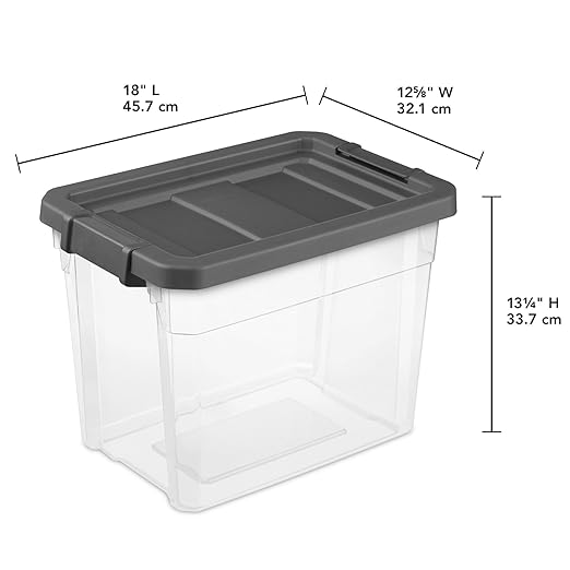 Sterilite 12-Pack Modular Stacker Box, Durable Clear Plastic Storage Bins with Latching Lids, 30 Quart - Stackable Organizing Container Boxes for Closet, Bathroom, and Office