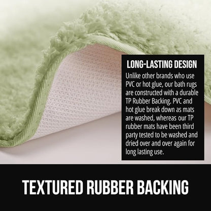 GORILLA GRIP Ultra Soft Plush Bathroom Rugs with Textured Rubber Backing, 40 x 24 Absorbent Quick Dry Bath Mat, Machine Washable Shower Mats, Home Décor Accessories Bathmat Rug Essentials, Sage