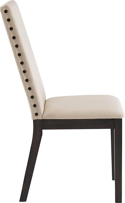 Crosley Furniture Hayden Modern Farmhouse Upholstered Wood Dining Chairs Set of 2, Slate/Crème