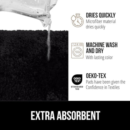 GORILLA GRIP Bathroom Rugs, 36x24, Ultra Soft Absorbent Mat, Thick Plush Bath Rug, Machine Washable, Microfiber Quick Dry, Mats for Shower, Bathtub and Floor, Home Decor Accessories, Black