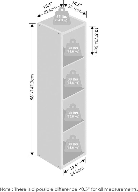 Furinno Cubic Closet Organizers and Storage, 4-Cube Closet Organizer, Open Shelf Closet Storage, Extra Thick Frame for Wardrobe, Bedroom, Living Room, White