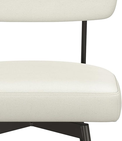 SIMPLIHOME Giselle Counter Stools (Set of 2) - 24 Inch Seat Height Swivel Upholstered Metal Kitchen Stools in Natural Polyester Linen, Contemporary Modern Seating with Padded Seat and Backrest
