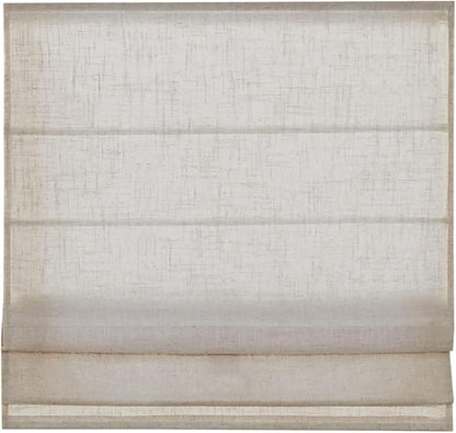 Madison Park Kyler Cordless Roman Shades - Single Panel, Lightweight Linen Blend Fabric, Natural Design, Easy Installation, Light Filtering Window Blind, Bedroom, Living Room Decor 35"W x 64"H Natural