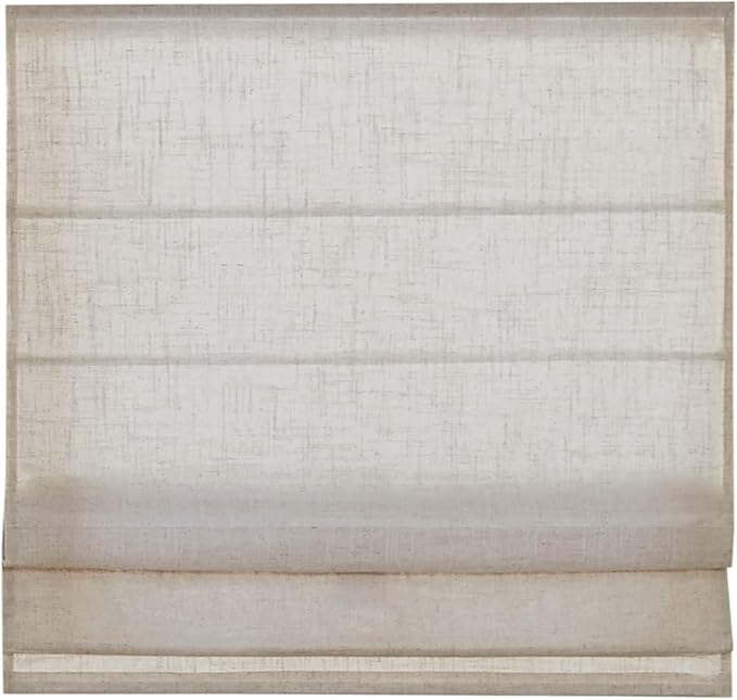Madison Park Kyler Cordless Roman Shades - Single Panel, Lightweight Linen Blend Fabric, Natural Design, Easy Installation, Light Filtering Window Blind, Bedroom, Living Room Decor 31"W x 64"H Natural