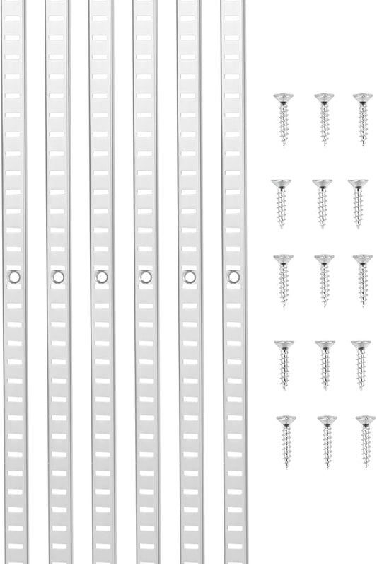 VEVOR Shelf Pilaster, 72.7-inch 20 Pack, Adjustable Shelf Brackets Steel Mortise Mount Pilaster Strip Standards with 140 Screws, Suitable for Wall Shelving System Cabinet Closet Organization