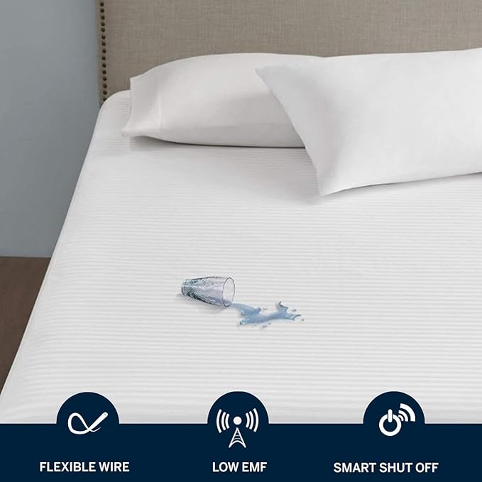 Serta Waterproof Heated Mattress Pad - Electric Bed Warmer with 10 Heat Settings, Auto Shut Off Timer, ETL Certified Electric Mattress Pad, Elastic Deep Pocket, Machine Washable, White King