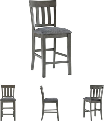 Signature Design by Ashley Hallanden Modern Farmhouse Counter Upholstered Barstool, Set of 2, Comb-back Design, Solid Wood, 25.75" , Dark Gray