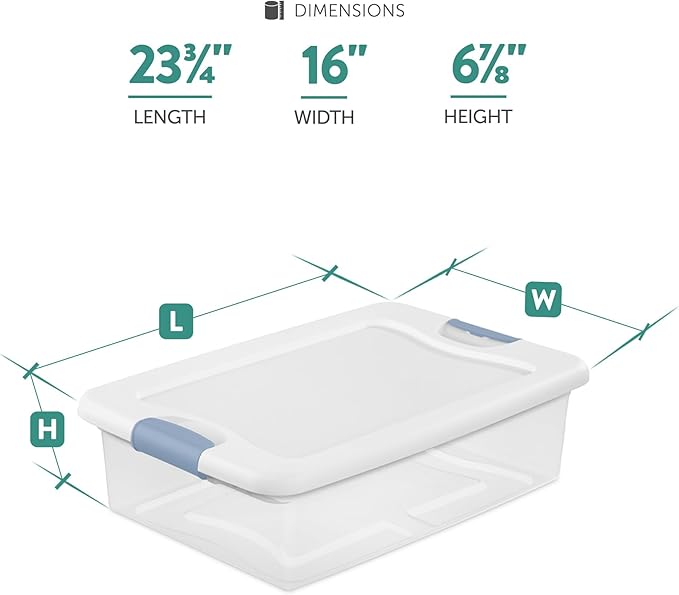 Sterilite 12-Pack Latching Box, Clear Plastic Storage Bins with Lids, 64 & 32 Quart - Heavy-Duty Organizing Containers for Closet and Office