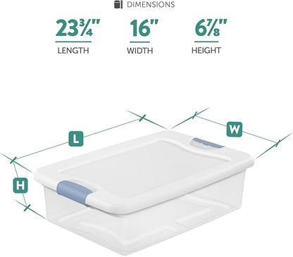 Sterilite 12-Pack Latching Box, Clear Plastic Storage Bins with Lids, 64 & 32 Quart - Heavy-Duty Organizing Containers for Closet and Office